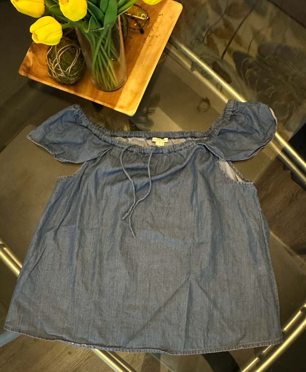 J.Crew Off The Shoulder Chambray Top Style G5857 Size S